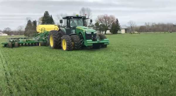 Planter in farm field