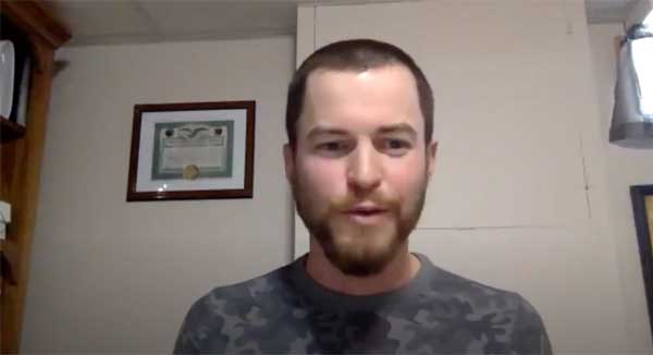 Man talking to camera