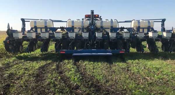 Planter in farm field