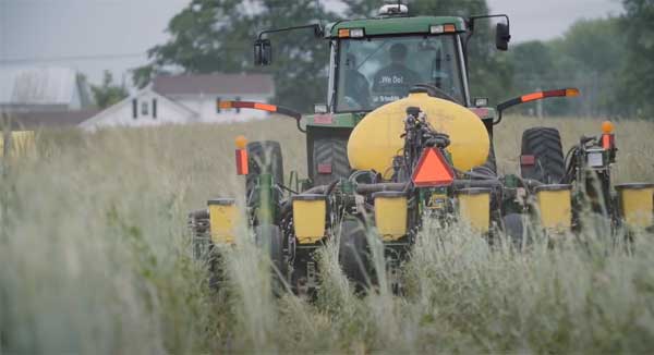 Planter in farm field