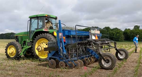 Interseeder in farm field